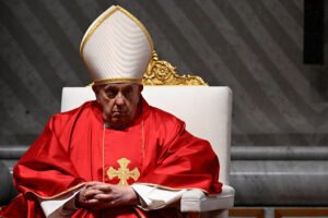 FILE PHOTO: Pope Francis leads Passion of the Lord service in St Peter's Basilica, Vatican