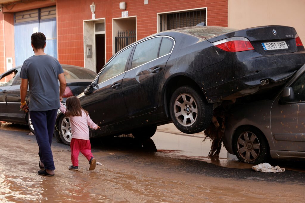 Valencia region hit by cold front causing floods, in Guadassuar