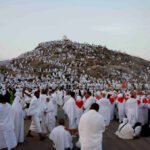 Muslim pilgrims gather at the plain of Arafat during the annual haj pilgrimage, outside the holy city of Mecca